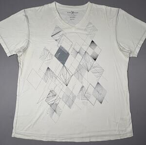 Marc Ecko Mens 3XLT White Graphic T Shirt Double Sided V Neck Tall Size